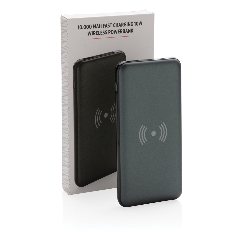 10.000 mAh Fast Charging 10W Wireless Powerbank with PD - Grey