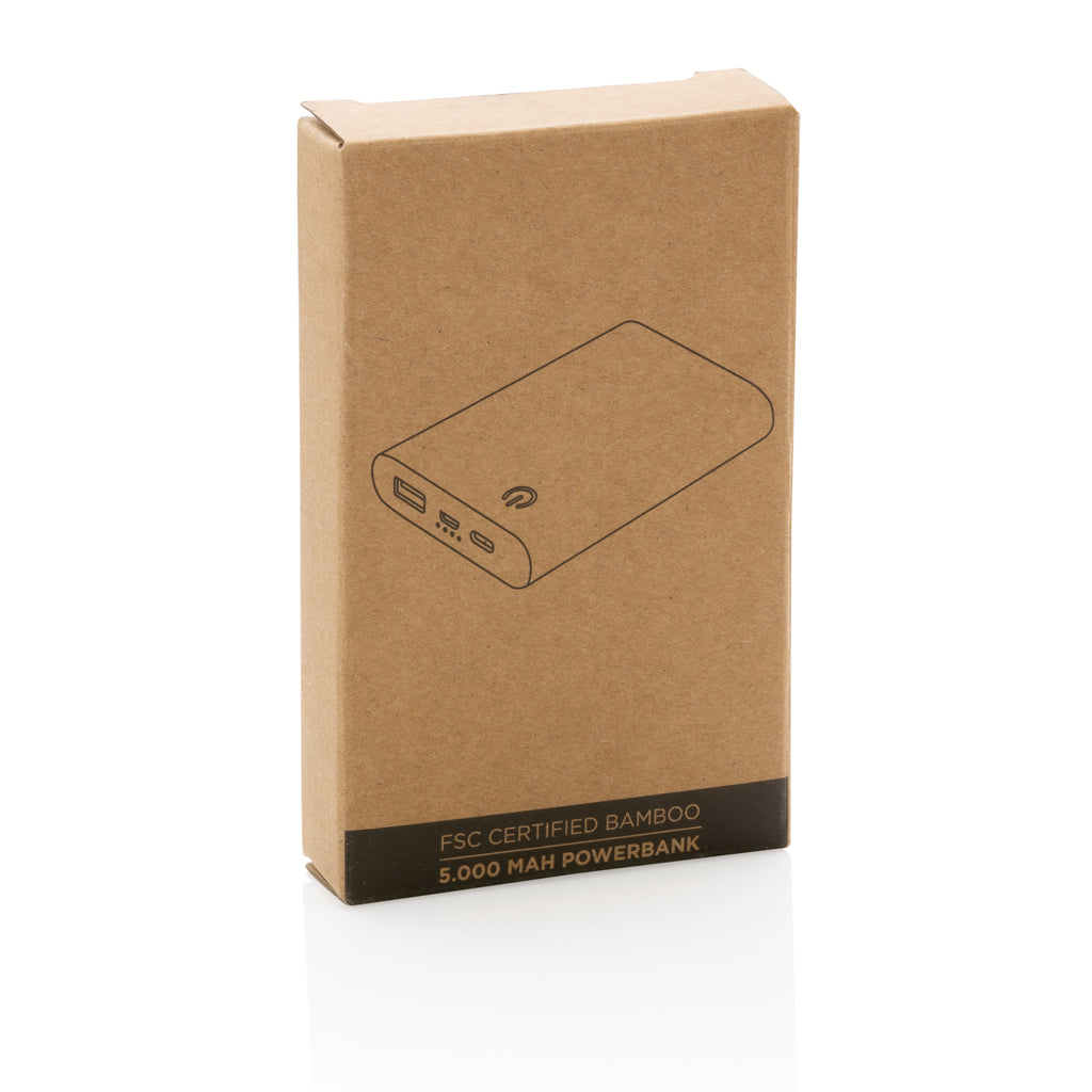Bamboo 5.000 mAh powerbank - Brown