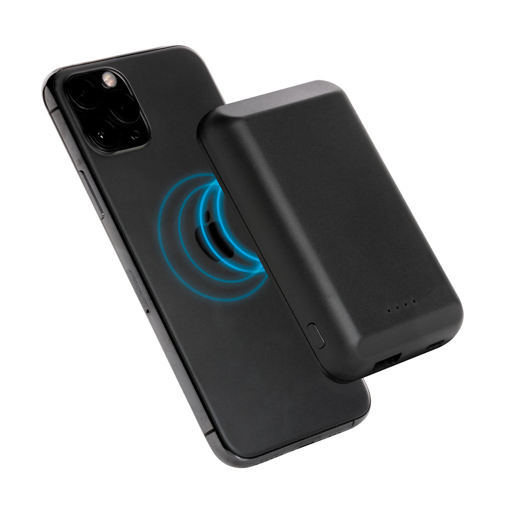 Magnetic 5.000 mAh 5W wireless powerbank - Black