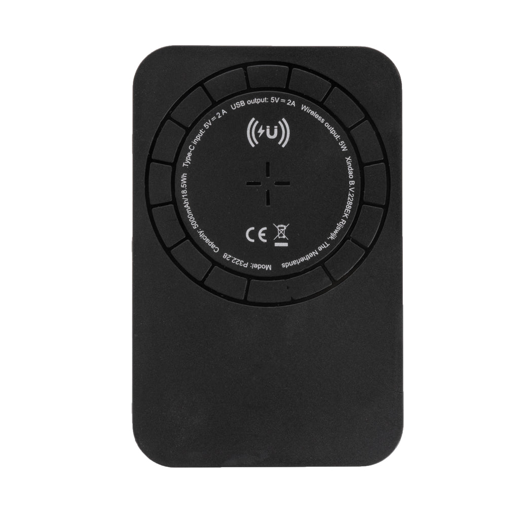 Magnetic 5.000 mAh 5W wireless powerbank - Black