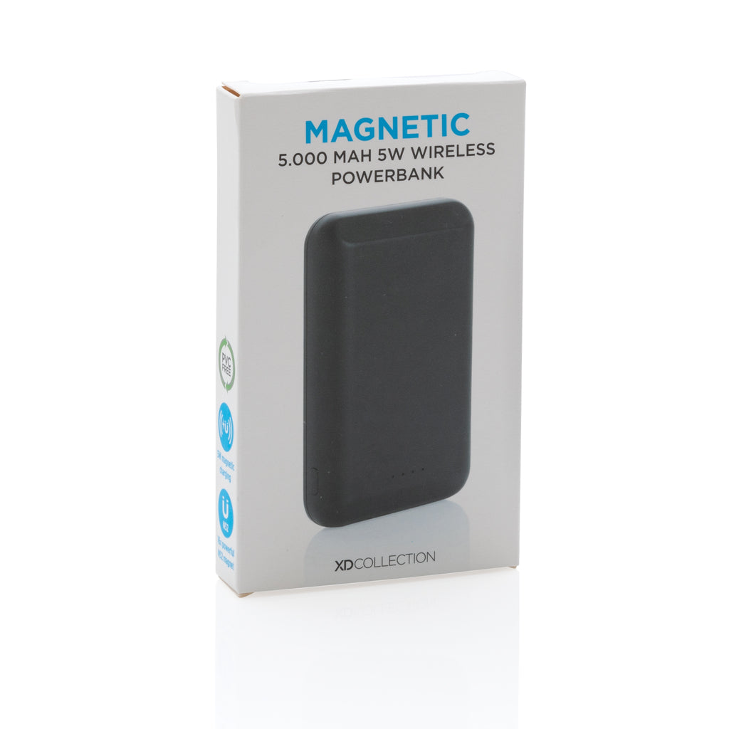 Magnetic 5.000 mAh 5W wireless powerbank - Black