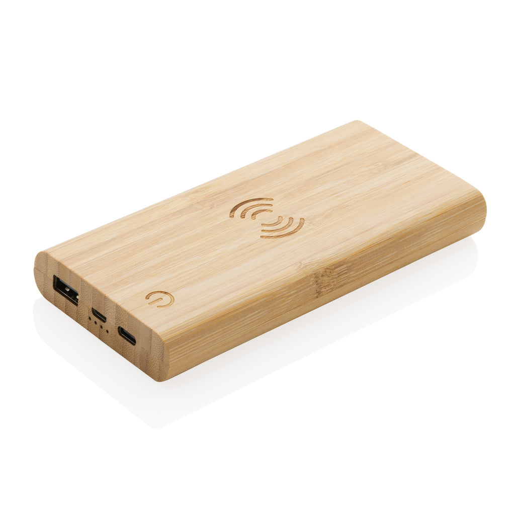 Bamboo 8.000 mAh 5W wireless powerbank - Brown
