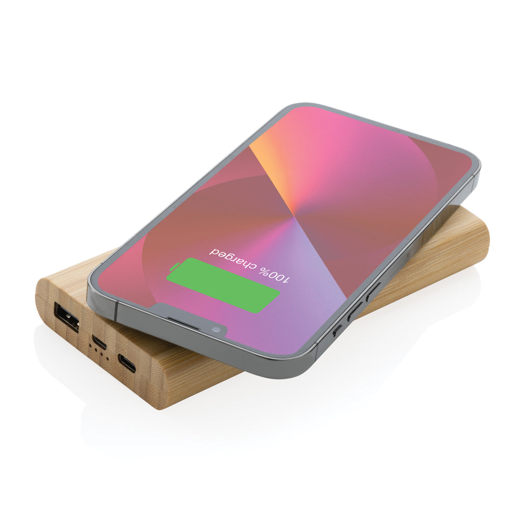 Bamboo 8.000 mAh 5W wireless powerbank - Brown
