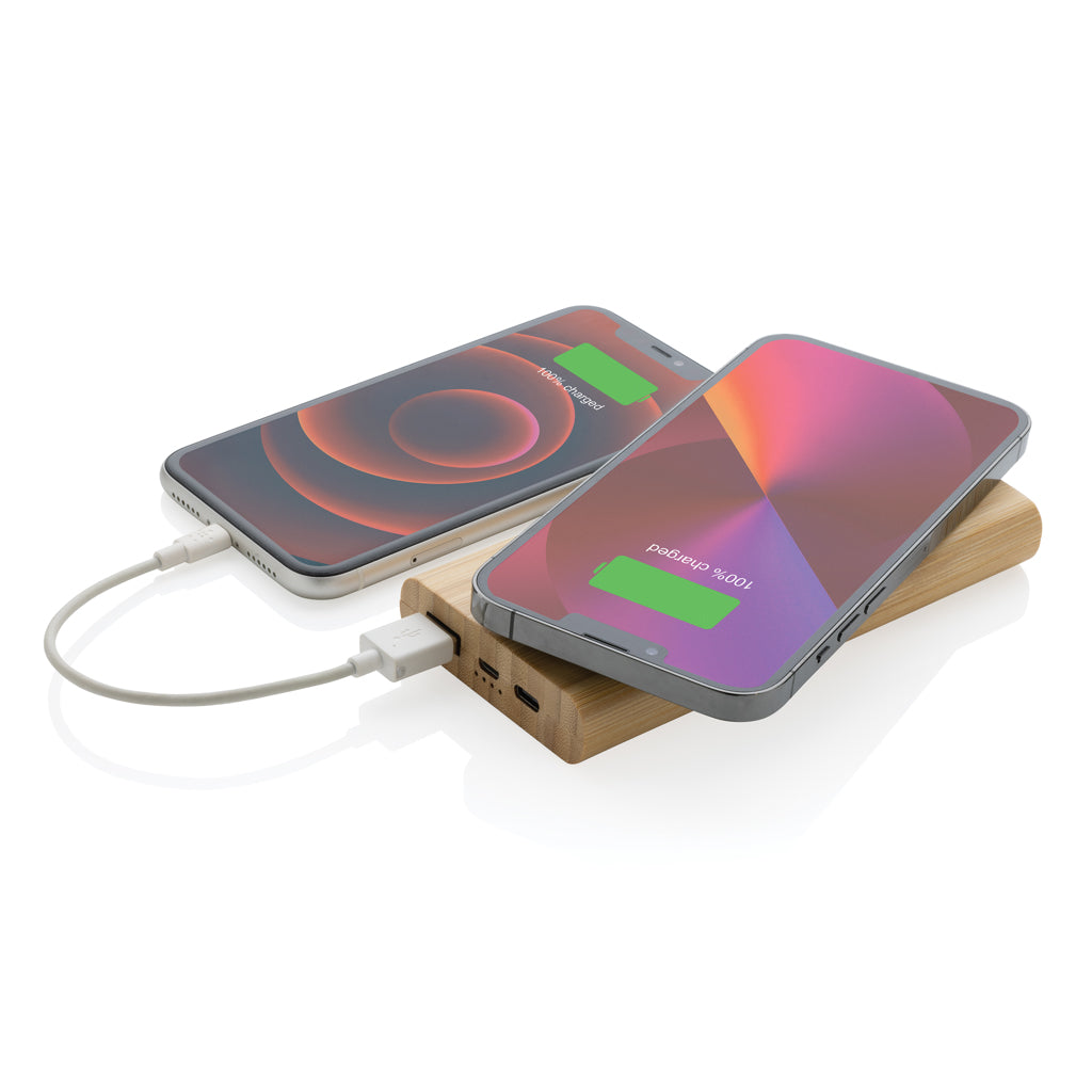 Bamboo 8.000 mAh 5W wireless powerbank - Brown