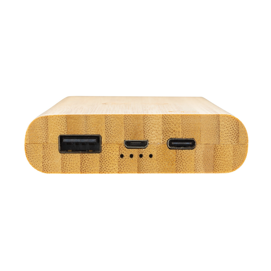 Bamboo 8.000 mAh 5W wireless powerbank - Brown