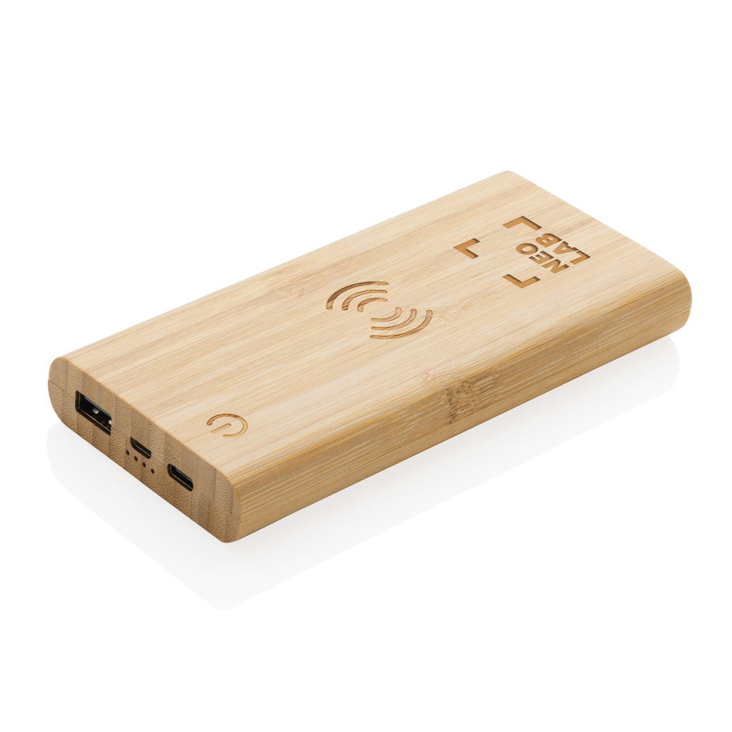 Bamboo 8.000 mAh 5W wireless powerbank - Brown