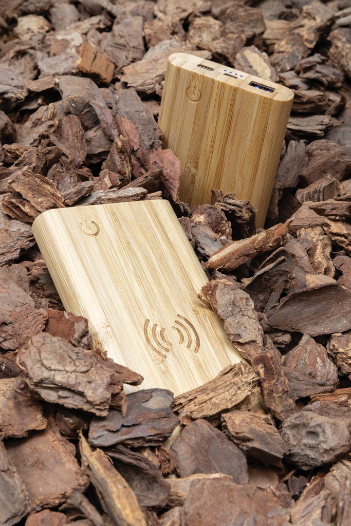 Bamboo 8.000 mAh 5W wireless powerbank - Brown