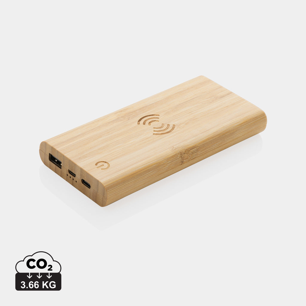 Bamboo 8.000 mAh 5W wireless powerbank - Brown
