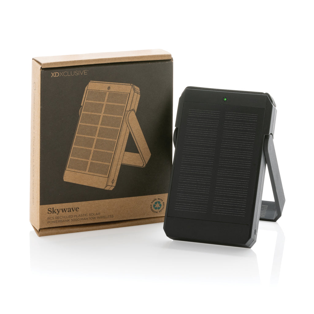 Skywave RCS rplastic solar powerbank 5000 mAh 10W wireless - Black