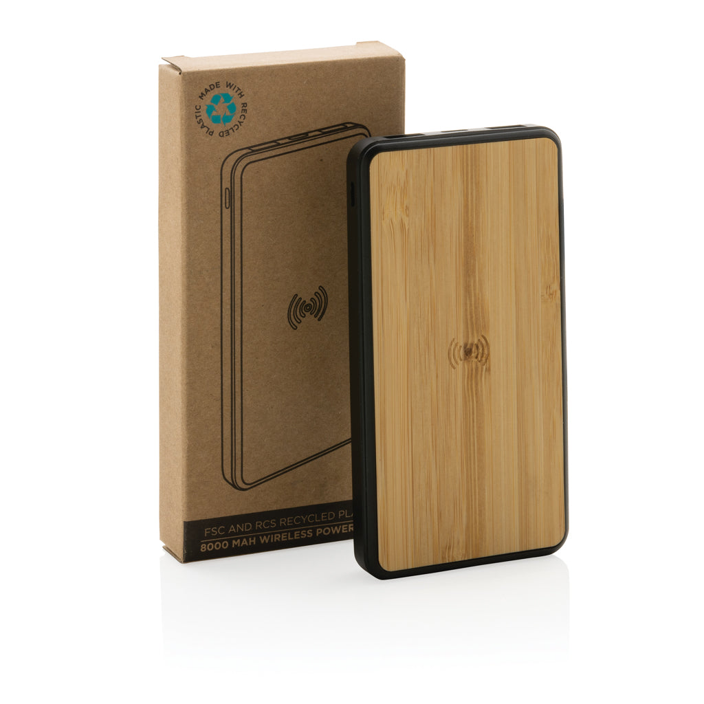 RCS recycled plastic 8000 mAh Wireless Powerbank - Brown