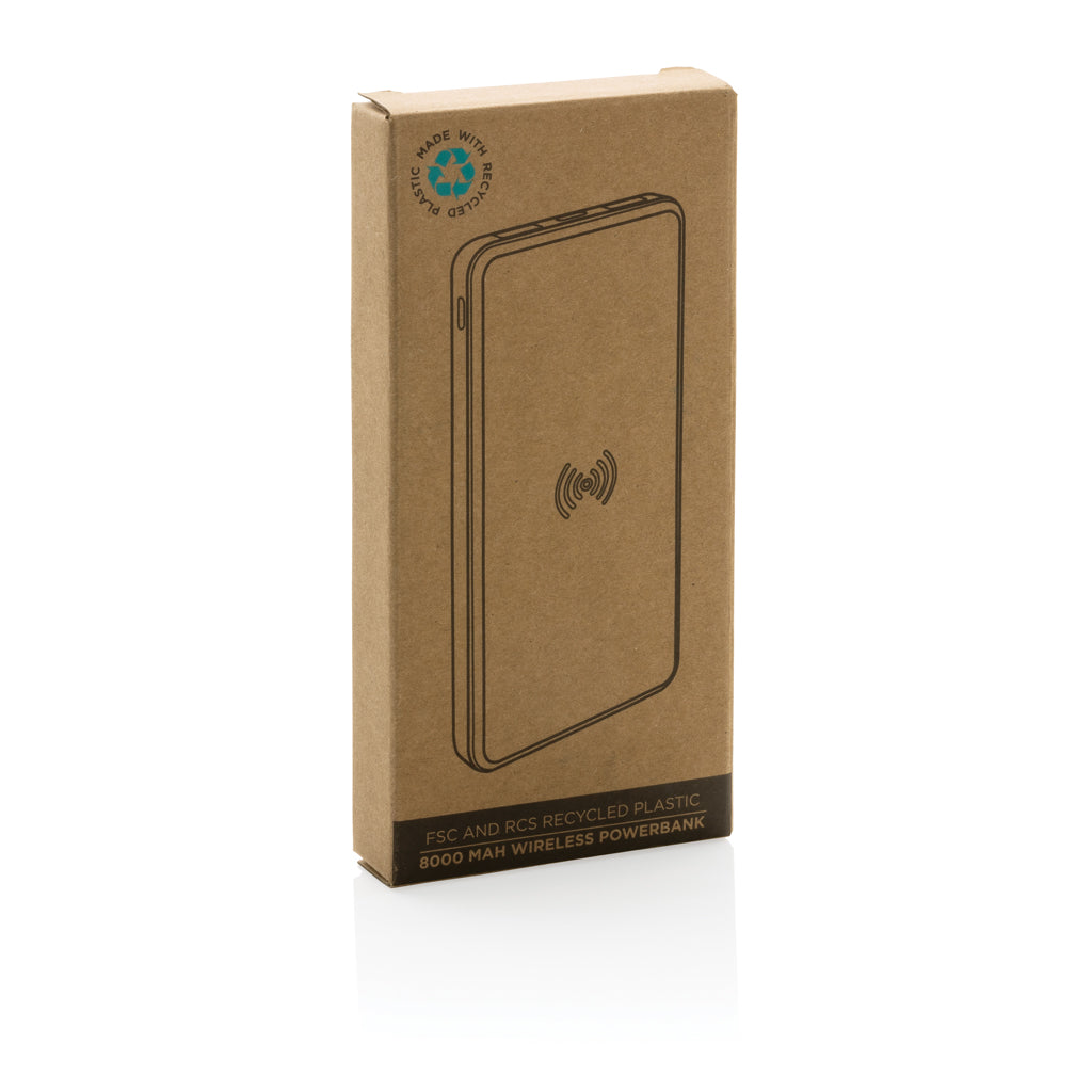 RCS recycled plastic 8000 mAh Wireless Powerbank - Brown