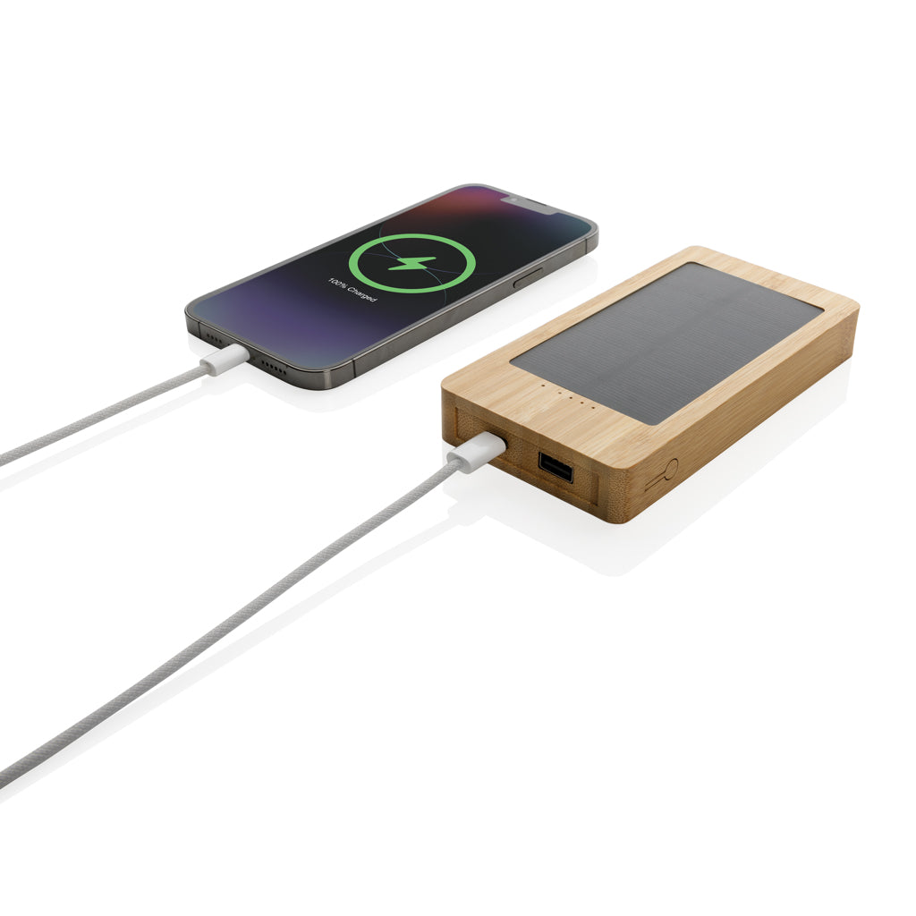 Sunwick 10.000 mAh Bamboo solar powerbank - Brown