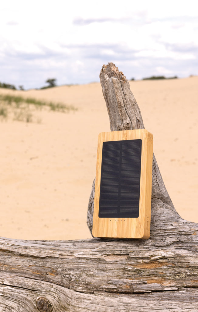 Sunwick 10.000 mAh Bamboo solar powerbank - Brown