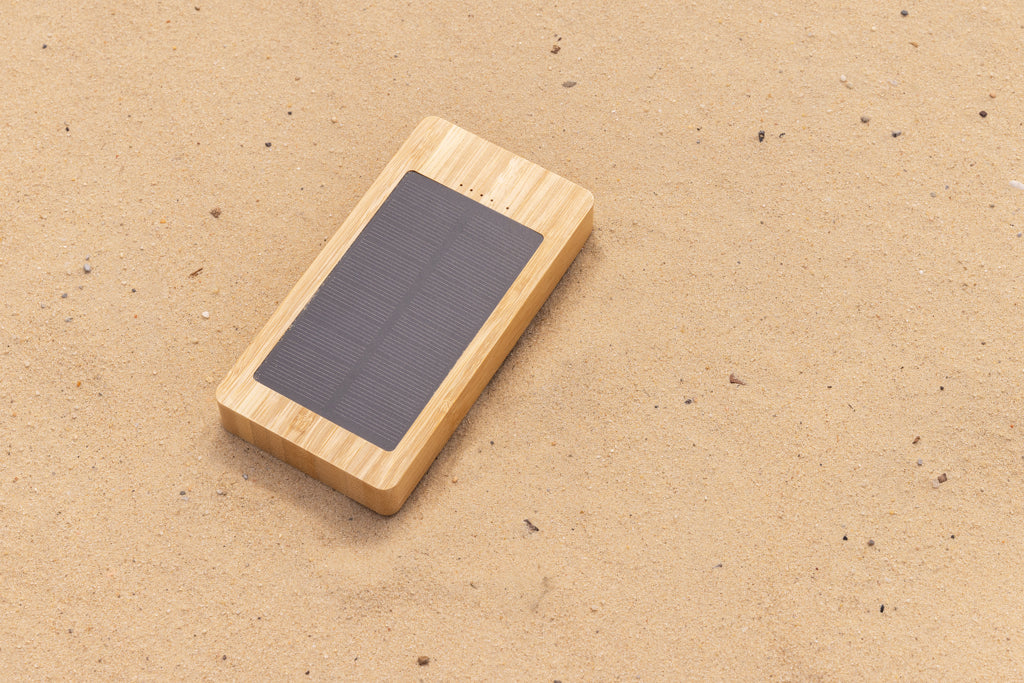 Sunwick 10.000 mAh Bamboo solar powerbank - Brown
