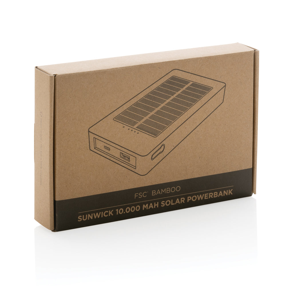 Sunwick 10.000 mAh Bamboo solar powerbank - Brown