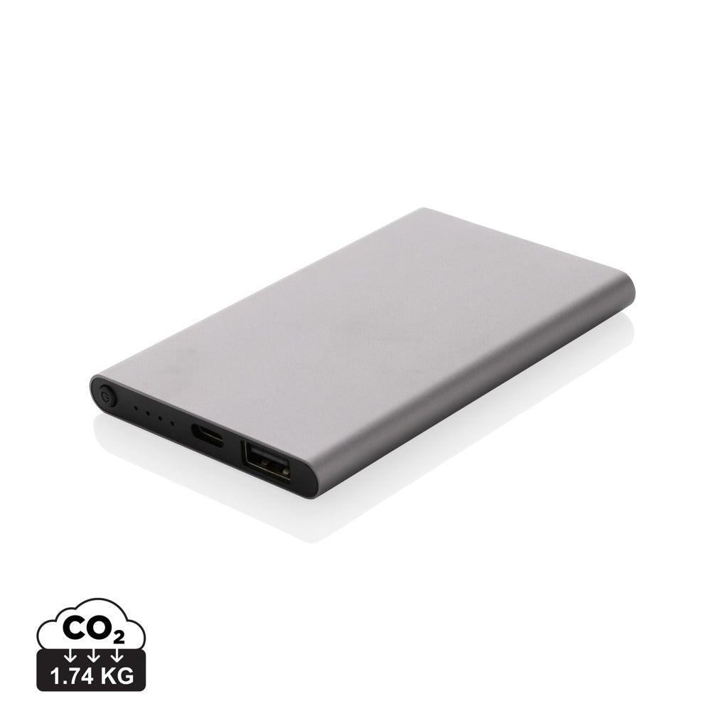 RCS recycled plastic/aluminium 4000mah powerbank with type C - Anthracite