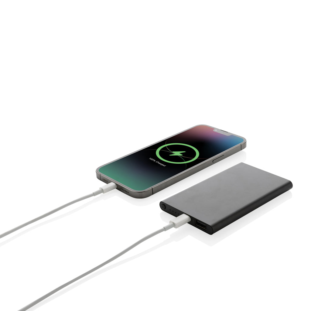 RCS recycled plastic/aluminium 4000mah powerbank with type C - Black