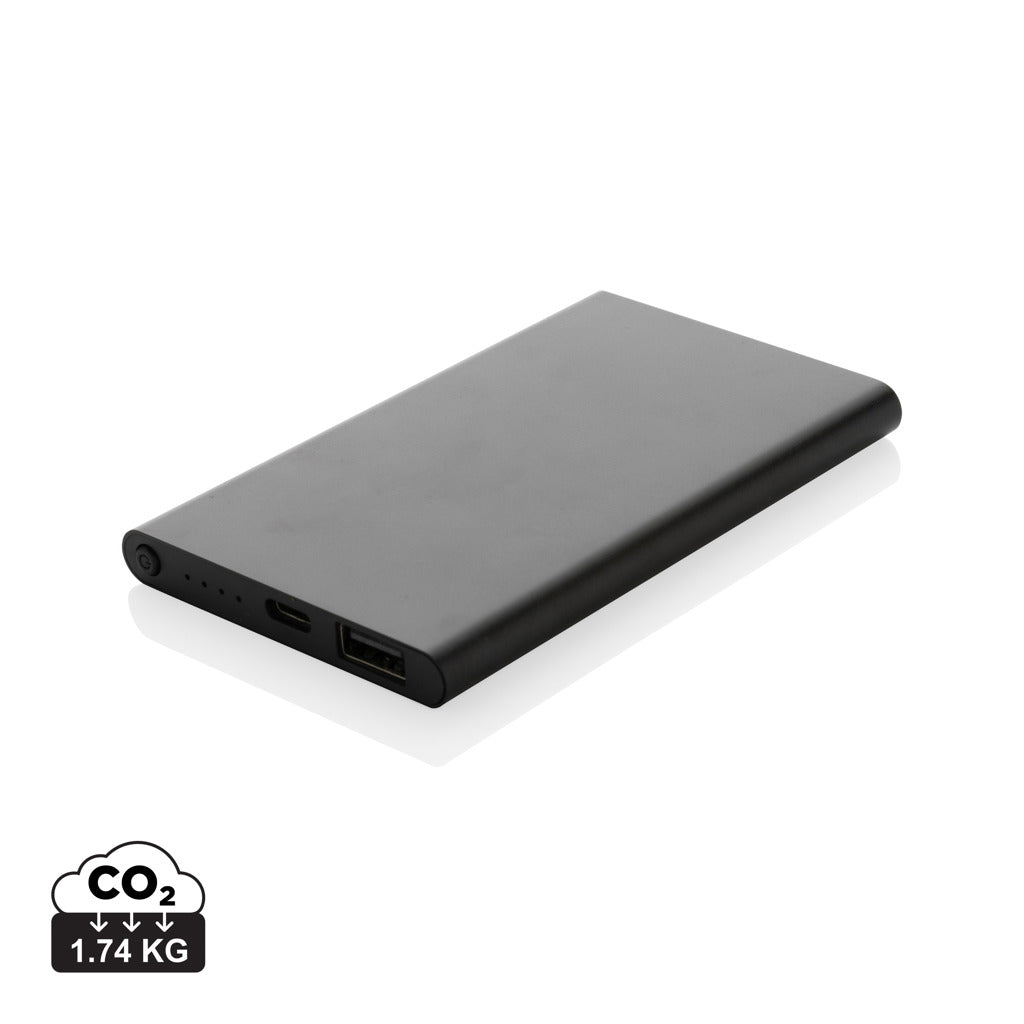RCS recycled plastic/aluminium 4000mah powerbank with type C - Black