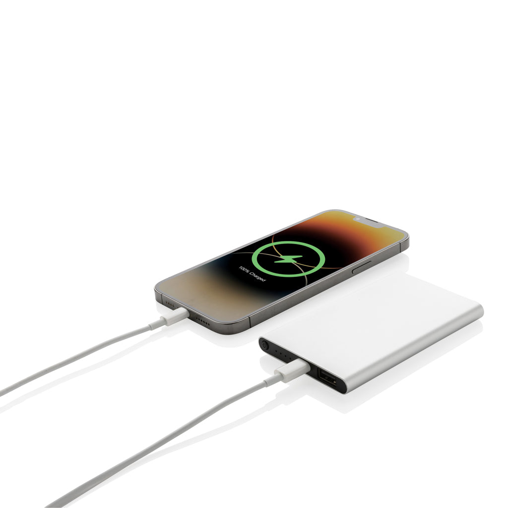 RCS recycled plastic/aluminium 4000mah powerbank with type C - Silver