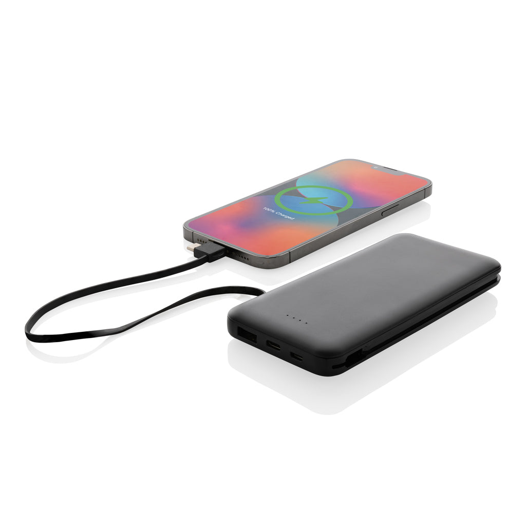 Lockhart RCS recycled plastic 10.000 with integrated cables - Black