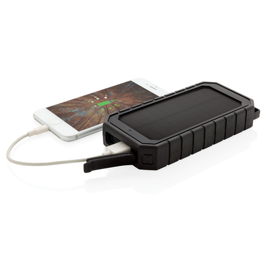 RCS recycled plastic Solar powerbank with 10W Wireless - Black