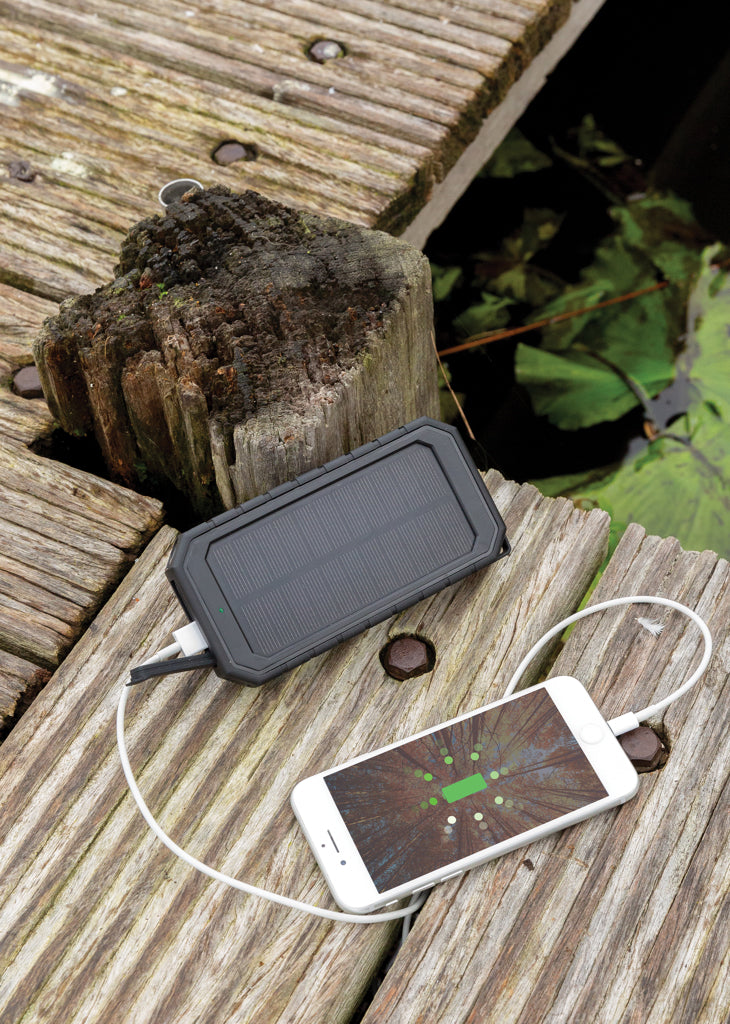 RCS recycled plastic Solar powerbank with 10W Wireless - Black
