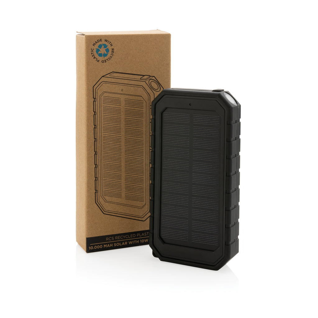 RCS recycled plastic Solar powerbank with 10W Wireless - Black