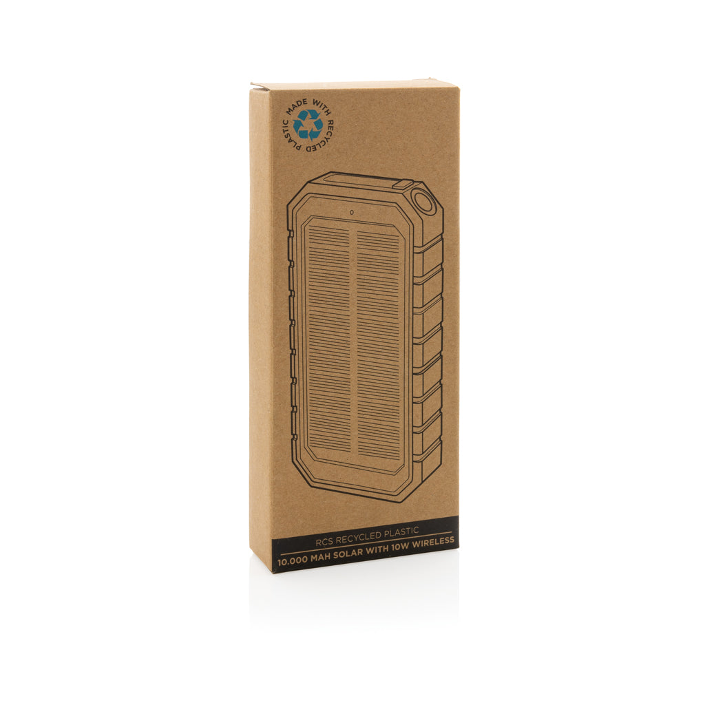 RCS recycled plastic Solar powerbank with 10W Wireless - Black