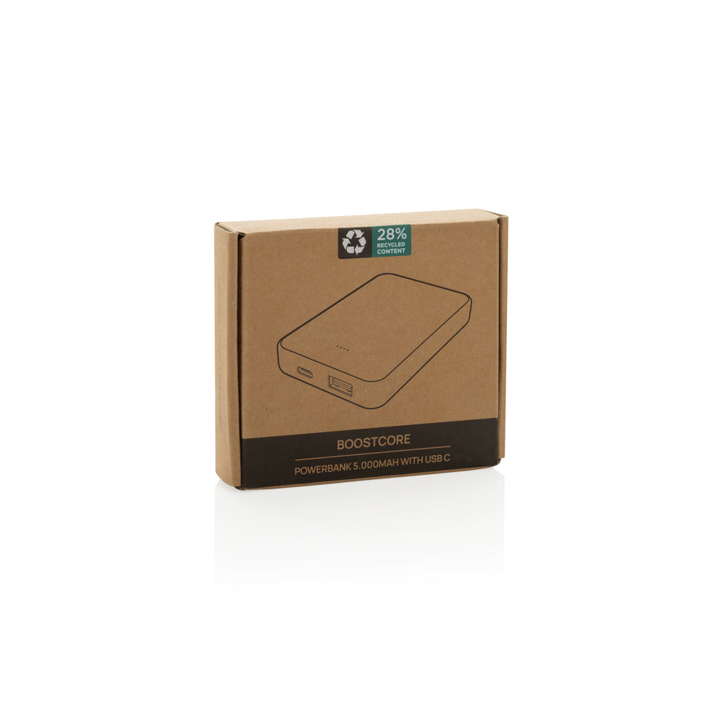 Boostcore RCS recycled plastic powerbank 5.000mAh with USB C - Black