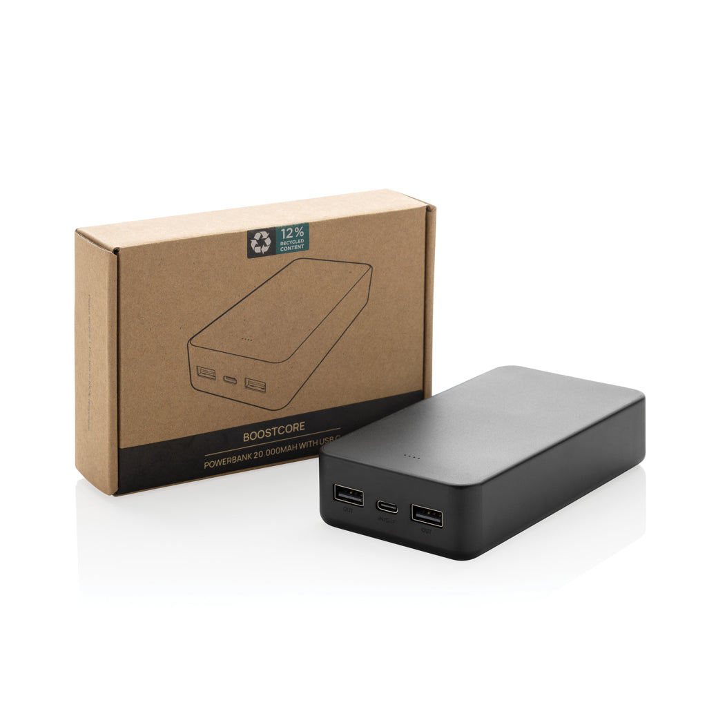 Boostcore RCS recycled plastic powerbank 20.000mAh USB C - Black
