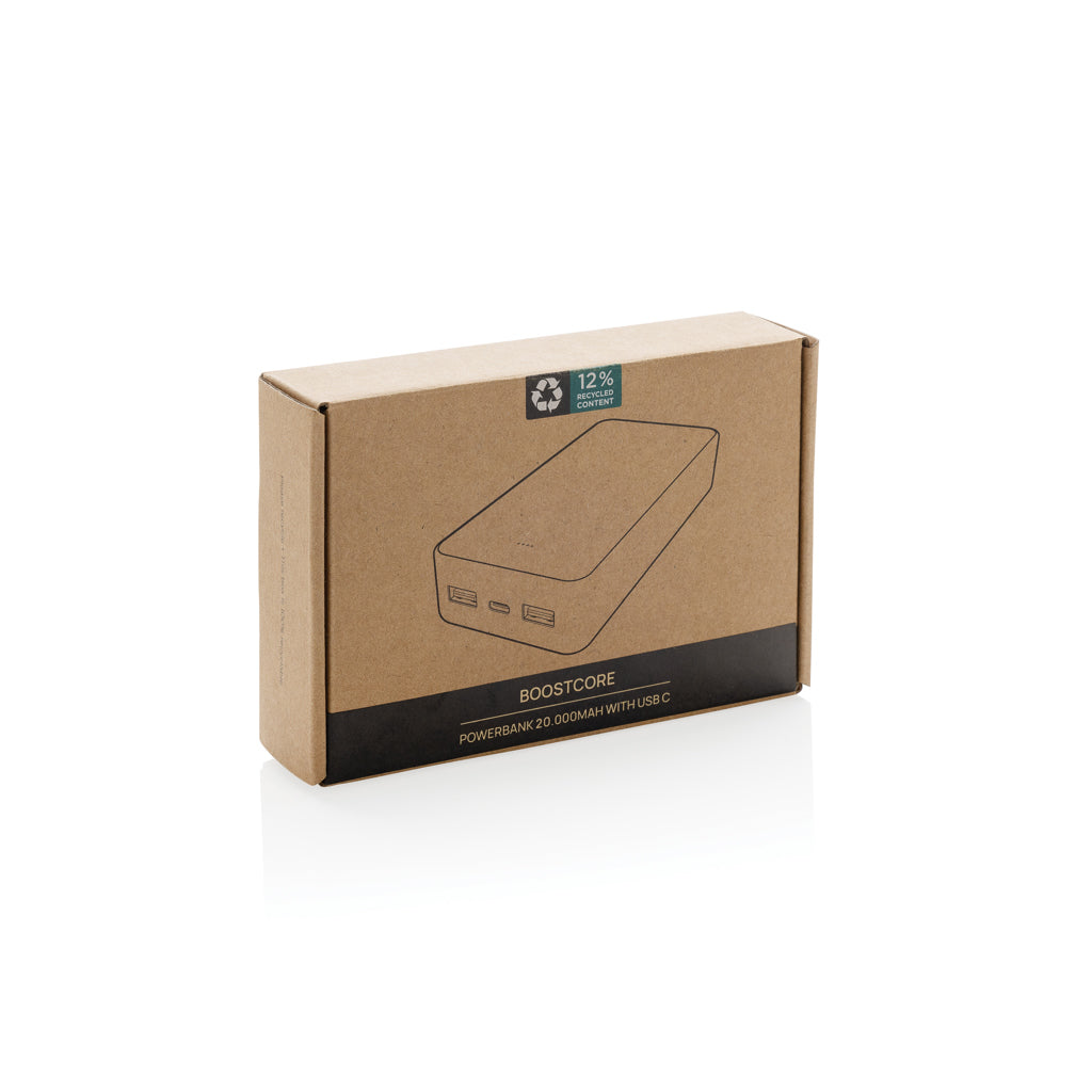 Boostcore RCS recycled plastic powerbank 20.000mAh USB C - Black