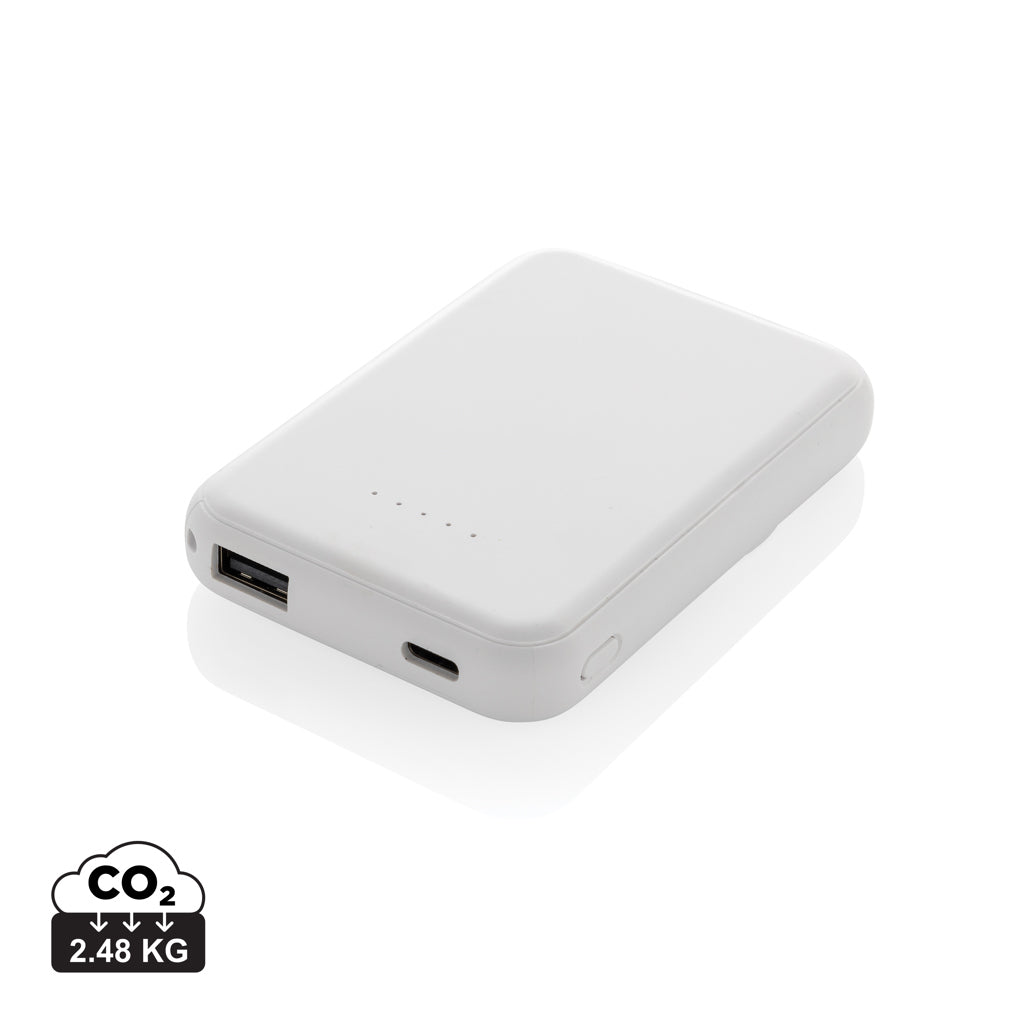 Stellar RCS recycled plastic 5000 mah 5W magnetic powerbank - White