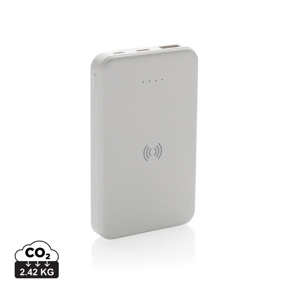 RCS recycled plastic 5.000 mAh 5W wireless powerbank - White