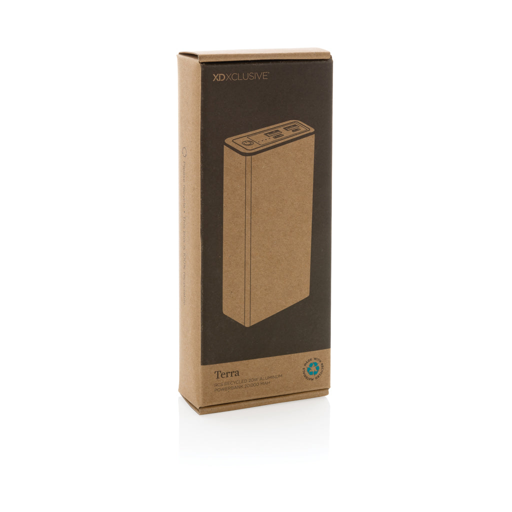 Terra RCS recycled 20W aluminium powerbank 20.000 mAh - Grey