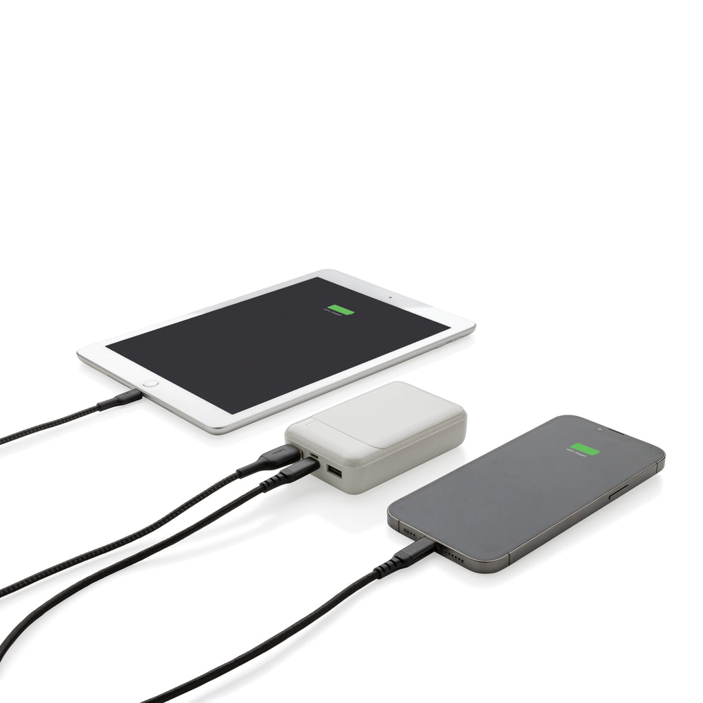 RCS standard recycled plastic 10.000 mAh powerbank - White