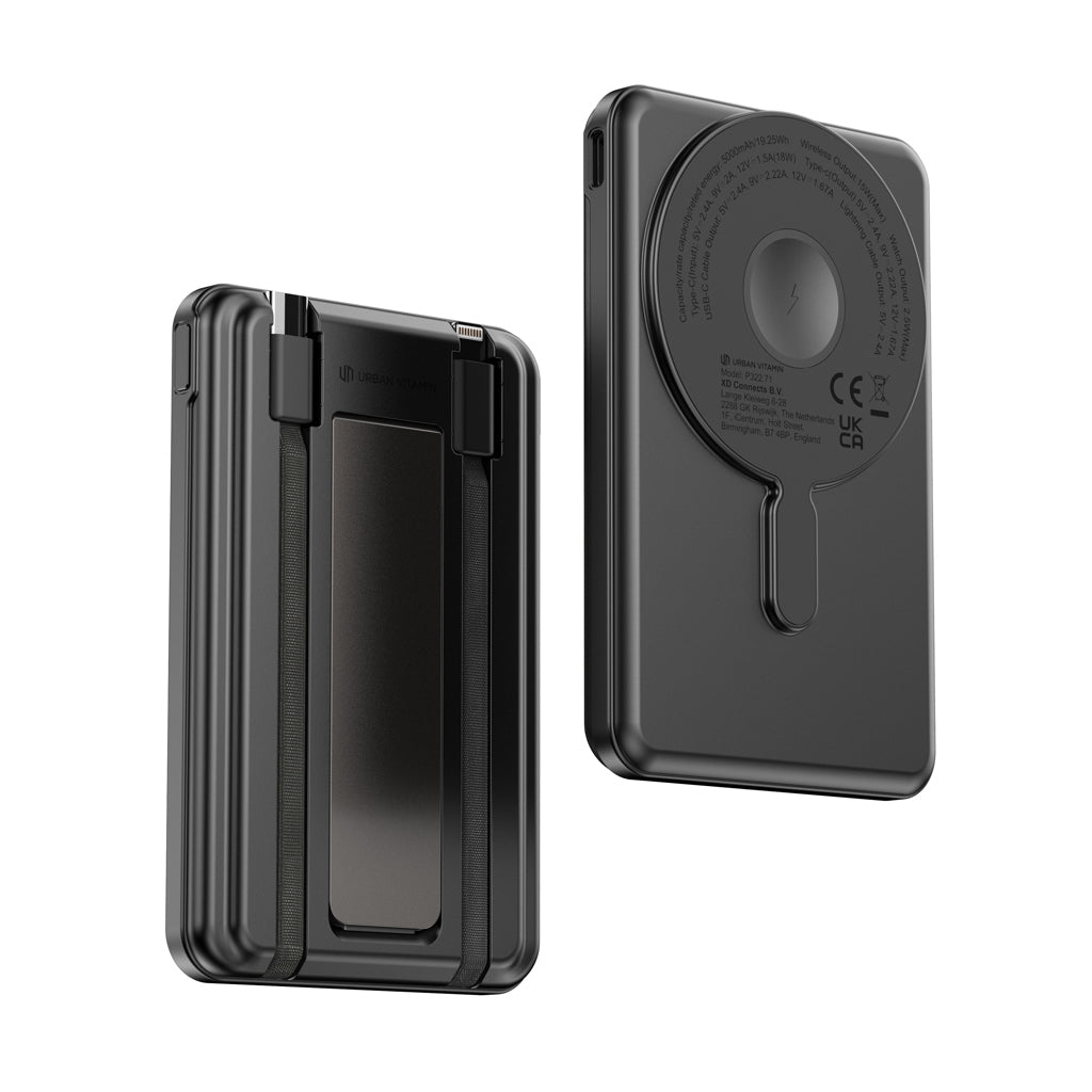 Urban Vitamin Redwood 5in1 5000mah 20W PD magnetic powerbank - Black