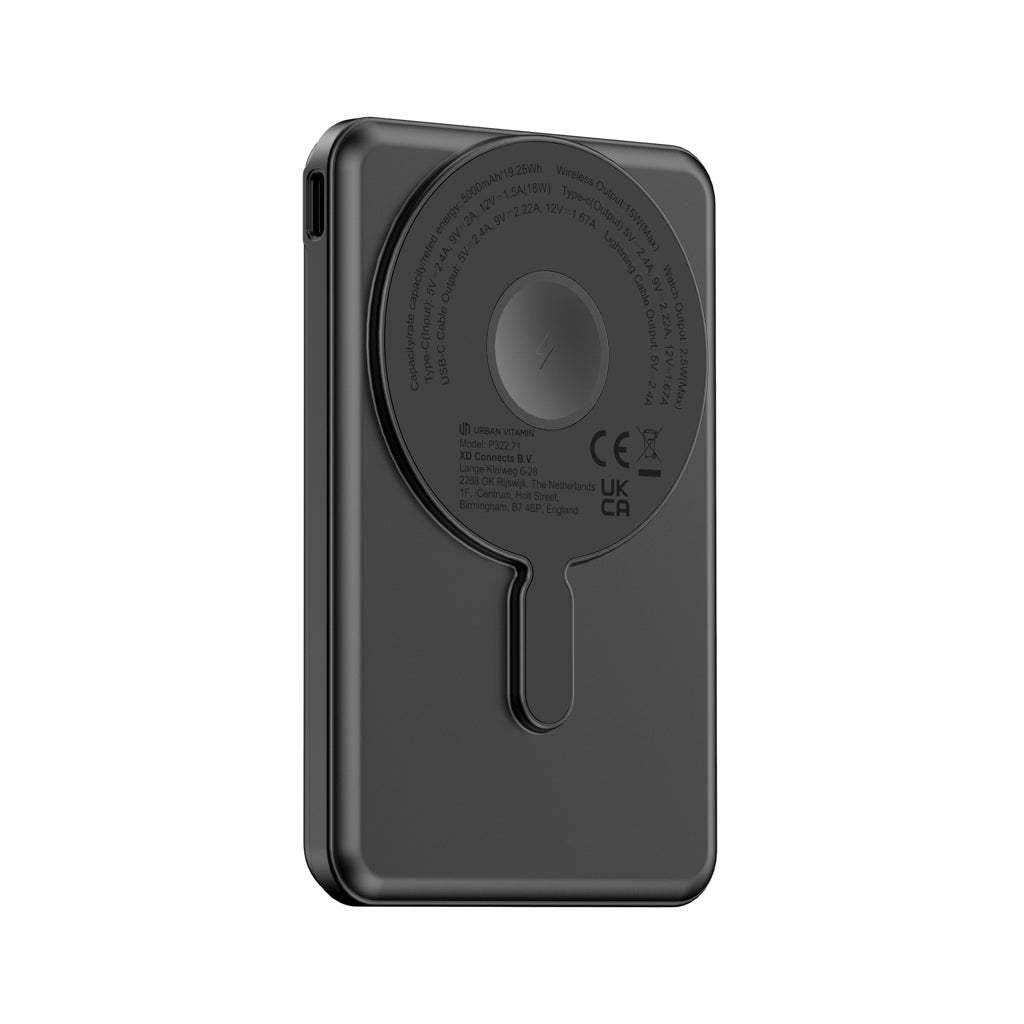 Urban Vitamin Redwood 5in1 5000mah 20W PD magnetic powerbank - Black