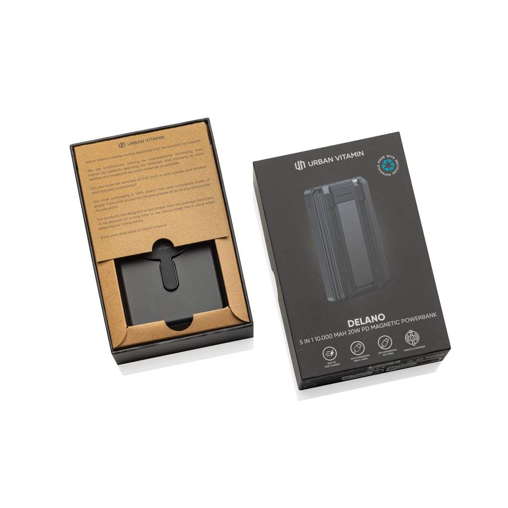 Urban Vitamin Delano 5in1 10,000mah 20WPD magnetic powerbank - Black