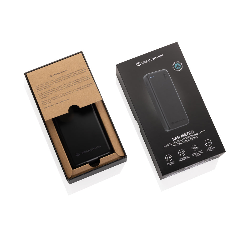Urban Vitamin San Mateo 45W 20.000 mAh Powerbank - Black