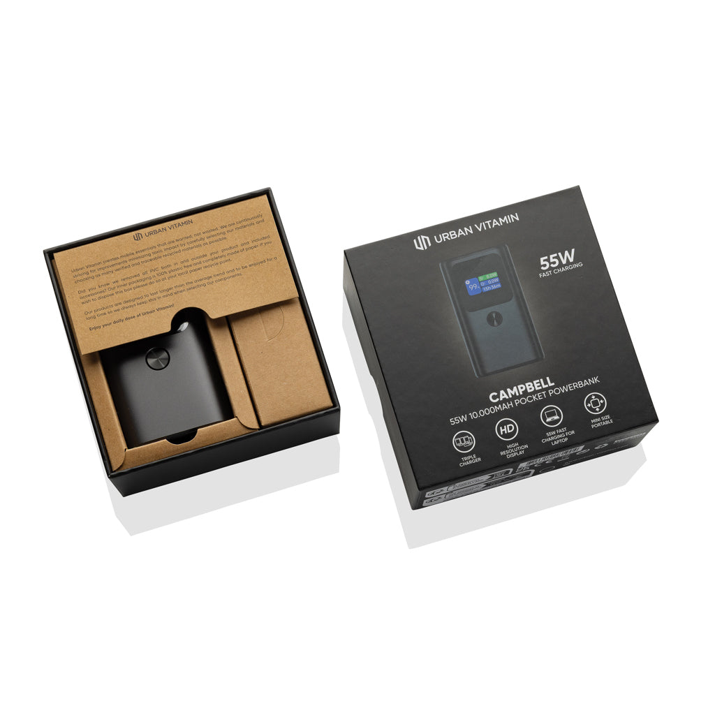 Urban Vitamin Campbell 55W 10.000mAh pocket powerbank - Grey