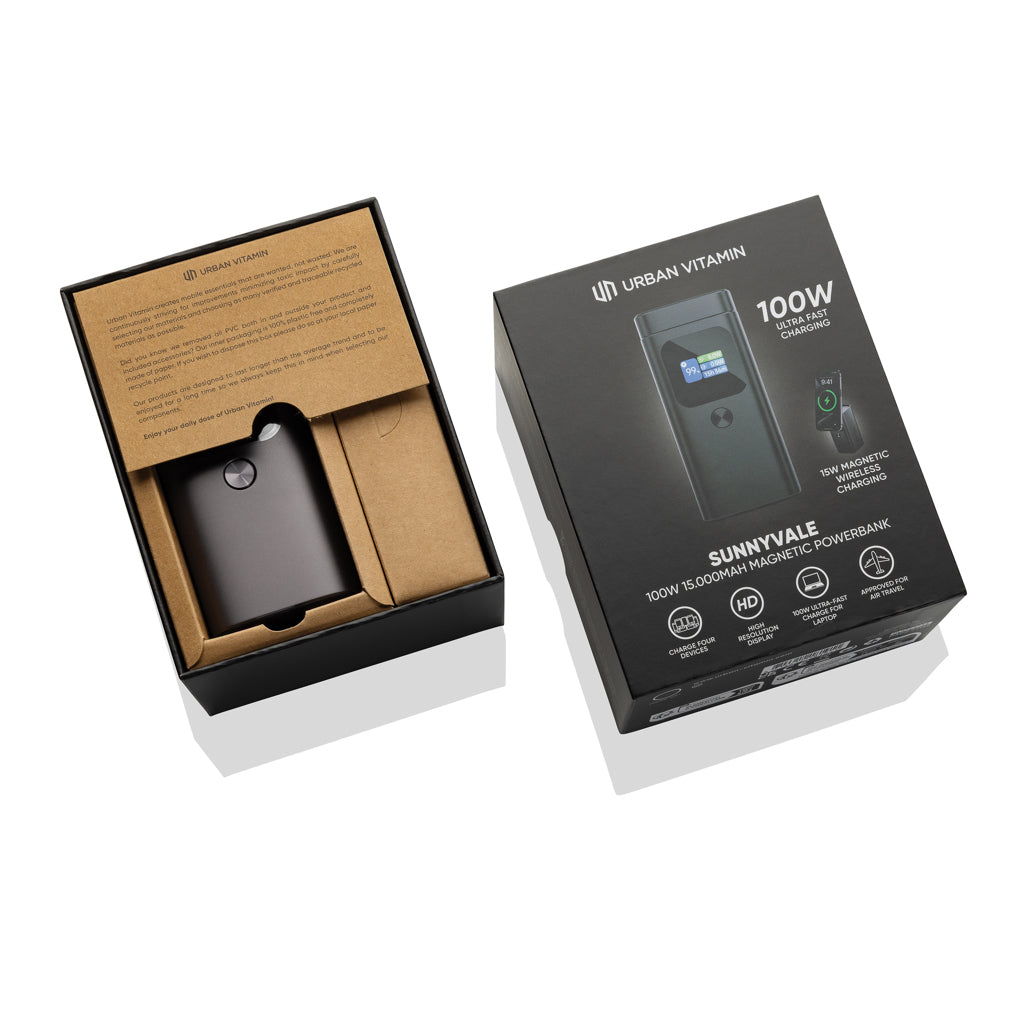 Urban Vitamin Sunnyvale 100W 15.000mAh magnetic powerbank - Grey