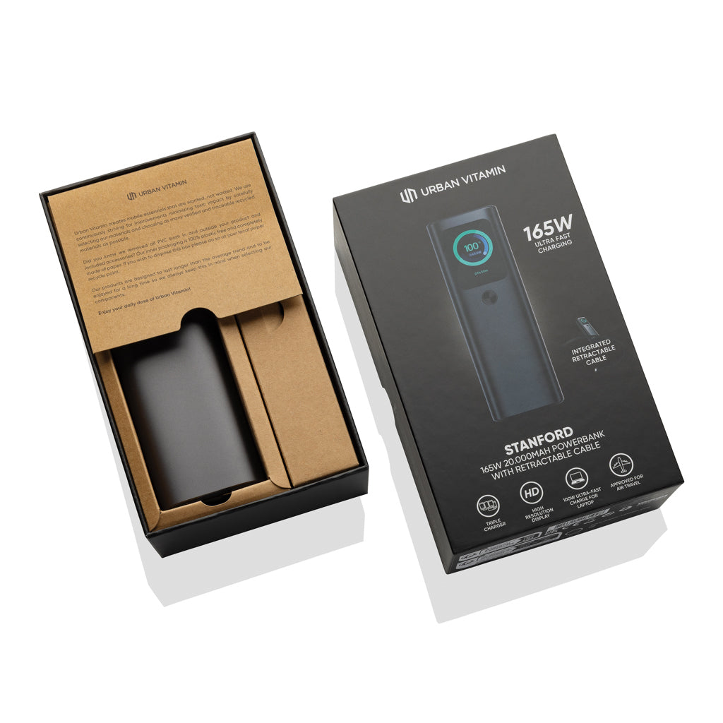 Urban Vitamin Stanford 165W 20.000mAh powerbank - Grey