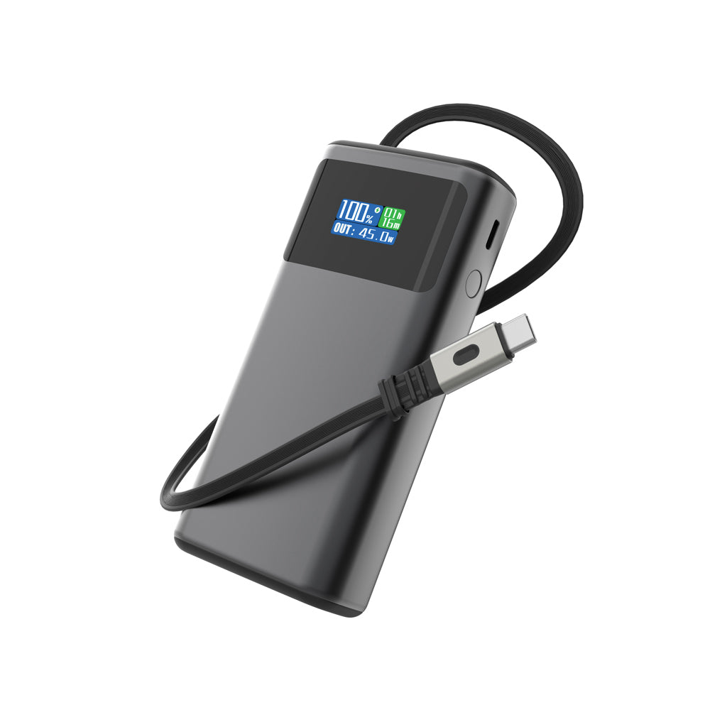 Quantum RCS ultra-fast PD45W 10.000mAh powerbank with screen - Grey
