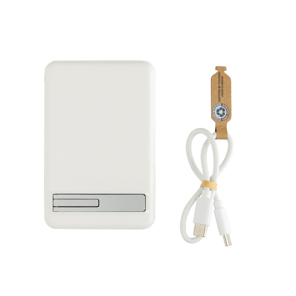 Zen RCS rplastic 5000 mah 5W magnetic bamboo powerbank - White