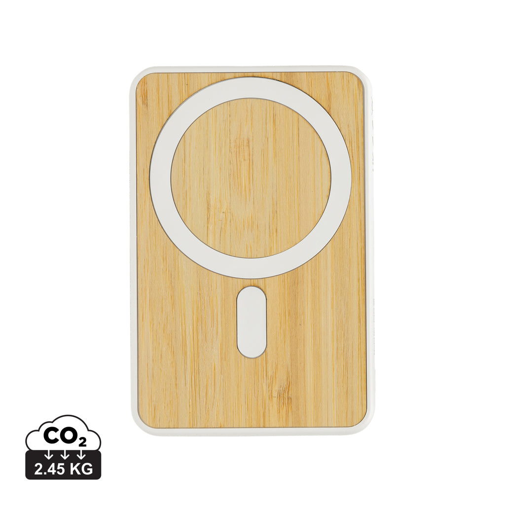 Zen RCS rplastic 5000 mah 5W magnetic bamboo powerbank - White