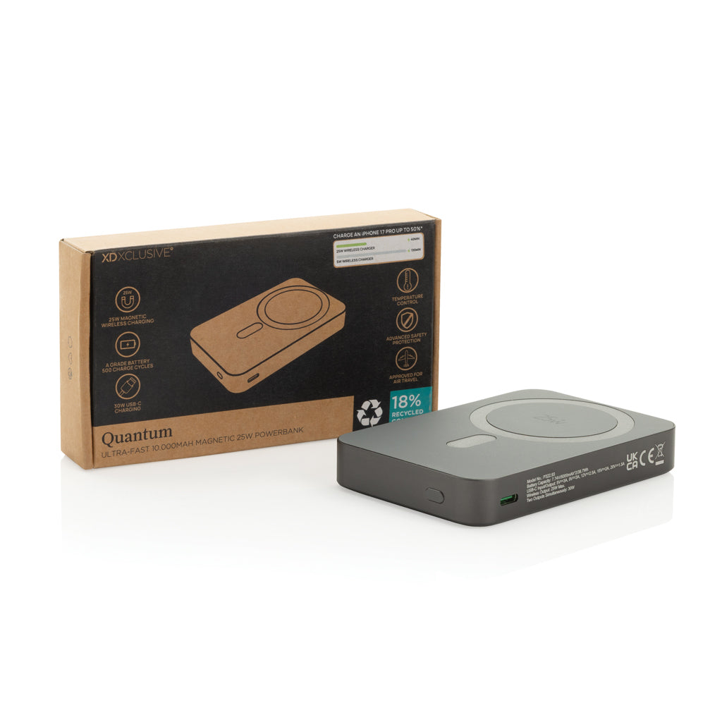 Quantum RCS ultra-fast 10.000mAh magnetic 25W powerbank - Grey