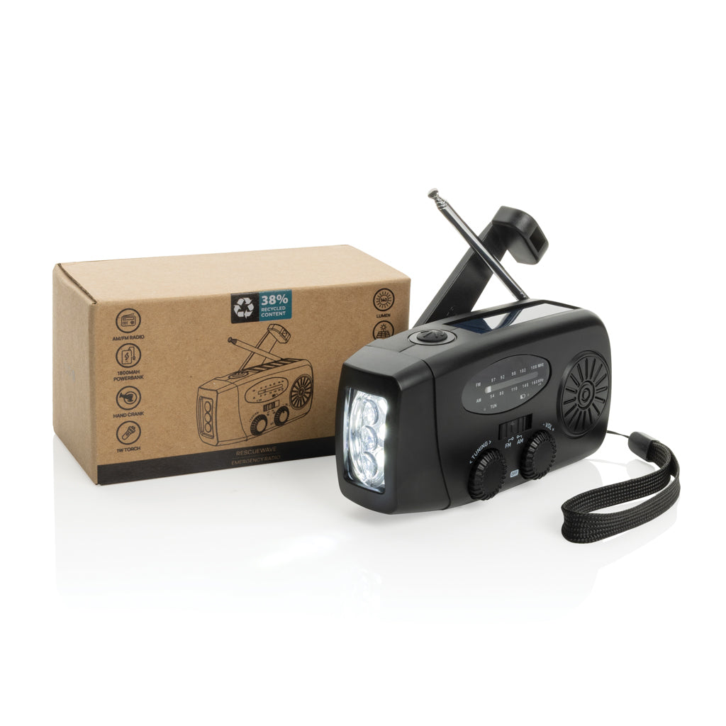 RescueWave RCS recycled plastic emergency radio - Black