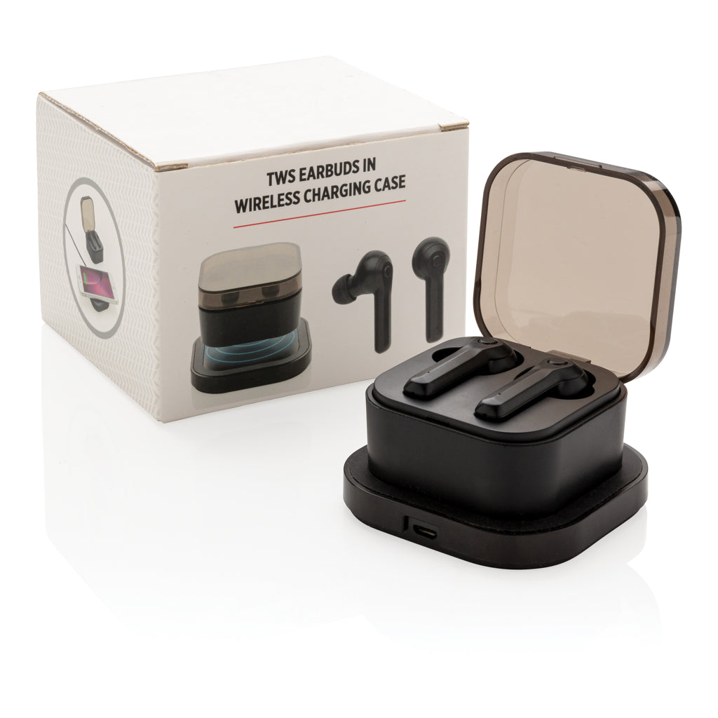 TWS earbuds in wireless charging case - Black