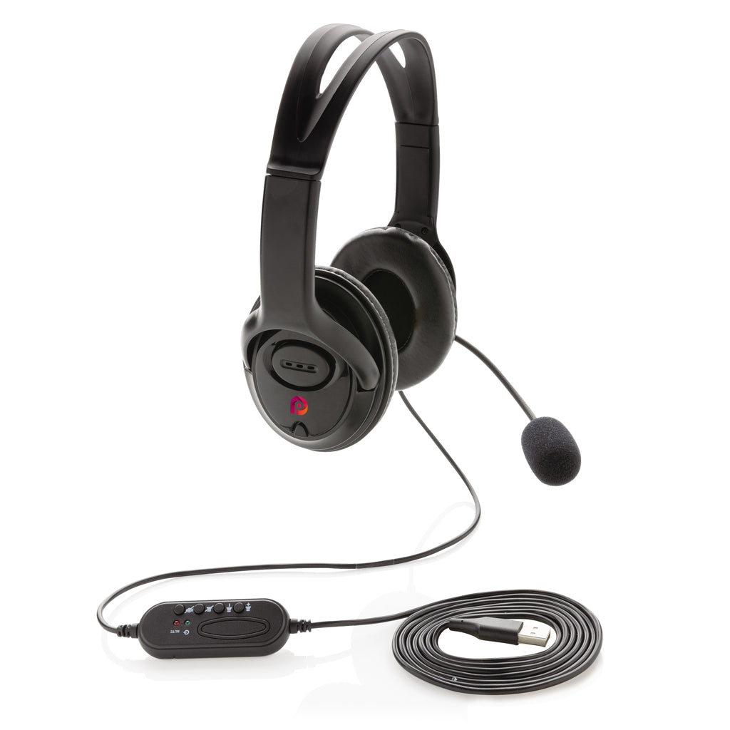 Over ear wired work headset - Black