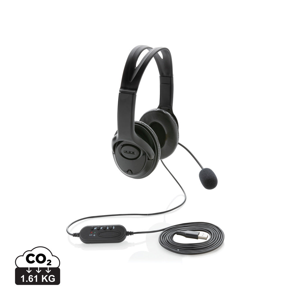 Over ear wired work headset - Black